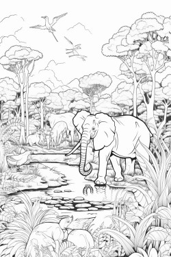 a vibrant scene showing a variety of forest and jungle endangered animals in their natural habitats