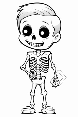 cute cartoon skeleton taking xray