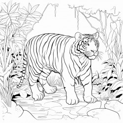 tiger in the jungle fat outlines