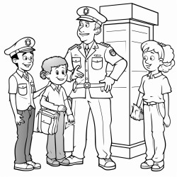 security officer talking with staff multi cultured employees