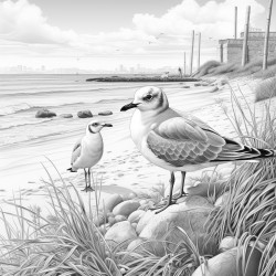 chien qui court aprs les mouettes sur la plage