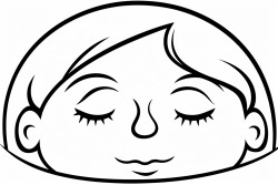 a simple drawing of a person with droopy eyes head resting on their hand and a small zzz bubble above them
