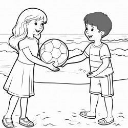 kids on the beach play with beach ball