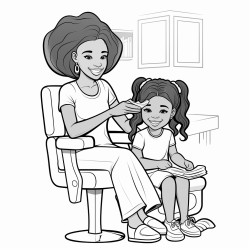 black girl as a hairdresser with a client in the chair