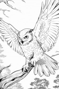 an owl in flight toward me with a captivating stare