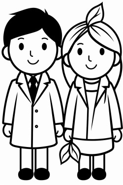 simple cartoon man and woman with leaf clothing