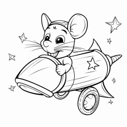 a rat piloting a tiny rocket ship