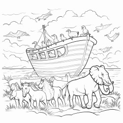 a scene from the bible of noahs ark