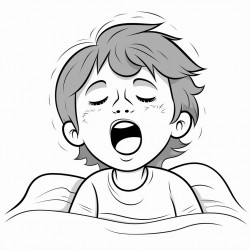 a little boy yawning
