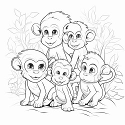 family cubs of monkey