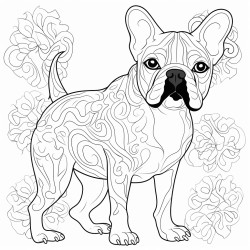 paint by number wuth a french black and white bulldog  copy link to this coloring page