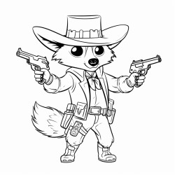 cowboy raccoon with side shooter and words live fast die last