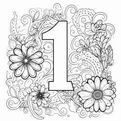 big number one surrounded by flowers