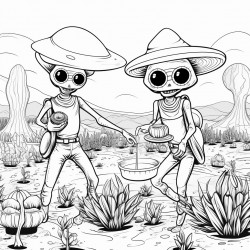 aliens in the garden planting vegetables