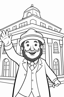 a rabbi throwing an orange at a synagogue