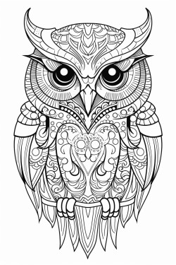 owl coloring page with mandala style