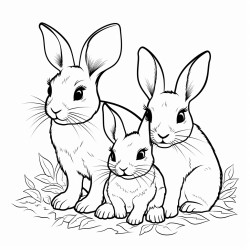 family cubs of rabbit