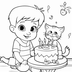 n bb et un chat qui ftent un anniversaire