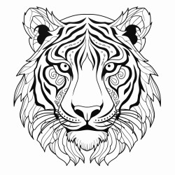 retro cartoon style closeup face of a tiger