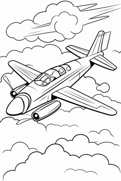 coloring book for kids no detail outline no colour an airplane in the clouds fill frame edge to edge clipart white background ar 32 style raw no color