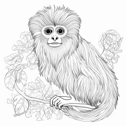 a java langur with intricate pattern inside of it no color no shading medium line