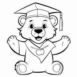 bear mascot wearing graduation hat