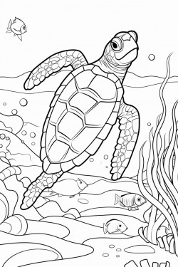 sea turtle swimming in a coral reef