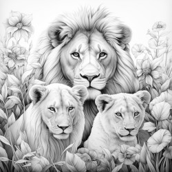 a lion and his family