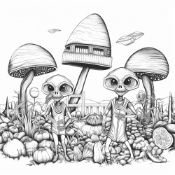 aliens in the garden planting vegetables