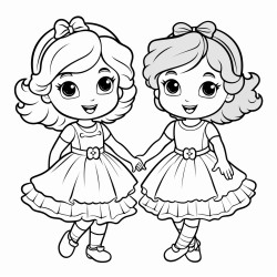 two little girls dancing with red dresses