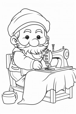 a cute dwarf mam sewing clothes