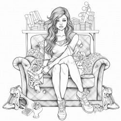 a girl sitting