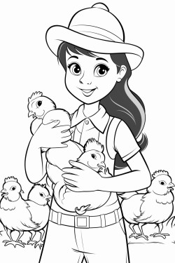 girl with chickens