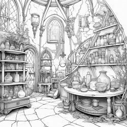 lintrieur dune maison de sorcire o on peut preparer pleins de potions