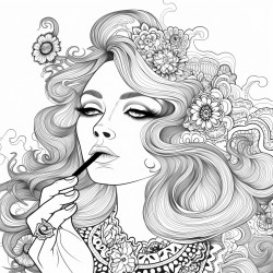 woman smoking psycadelic