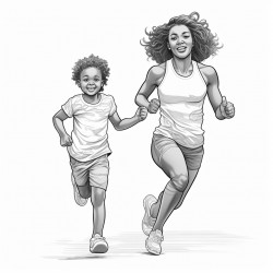 an african mom and daughter playing together running and enjoying the moment