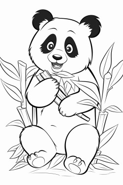 panda sitting eating bamboo