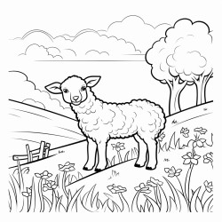 sheep grazing by a streem