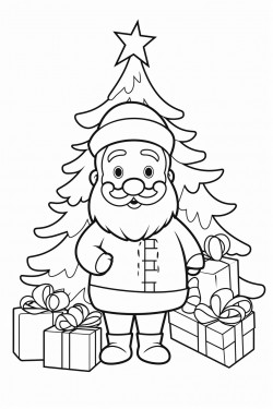 christmas tree with santa and gifts