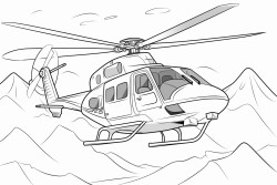 helicopter flying between mountains