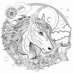 moon and sun with a horses