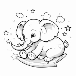 hey baby elephant sleeping on the moon
