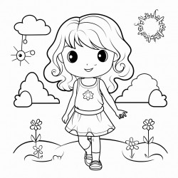 cute summer girl to coloring