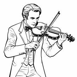 a man in a suit playing a violin