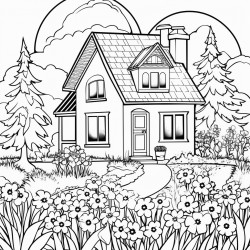 country cottage covered in flowers