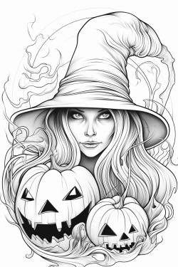 scary witch sucking the soul out of a pumpkin