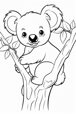 vector illustration of a happy koala perched on a branch showcasing its adorable fluffy ears and cheerful smile
