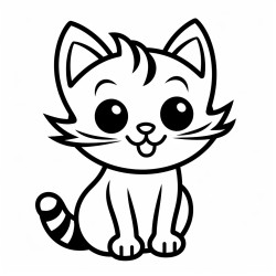 cut cat in smile in bold and clear lines