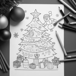 bold and easy christmas coloring page for kids