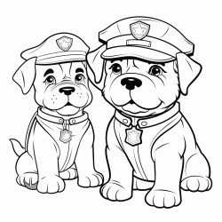 create a school safety coloring page that includes english bulldog puppies as the students